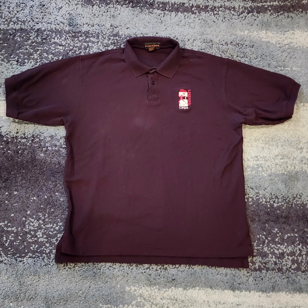 Izod Club Black Polo Shirt Embroidered Lilly Legends LPGA Logo Men's XL Preppy